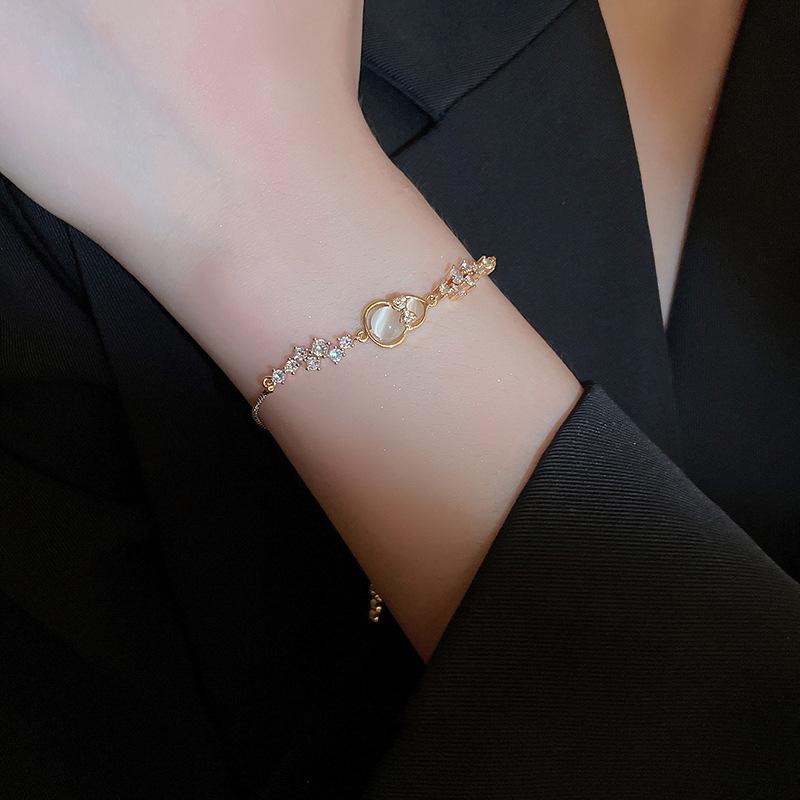 New Chinese zircon gourd pullable bracelet light luxury niche exquisite bracelet fashionable retro high-end jewelry women