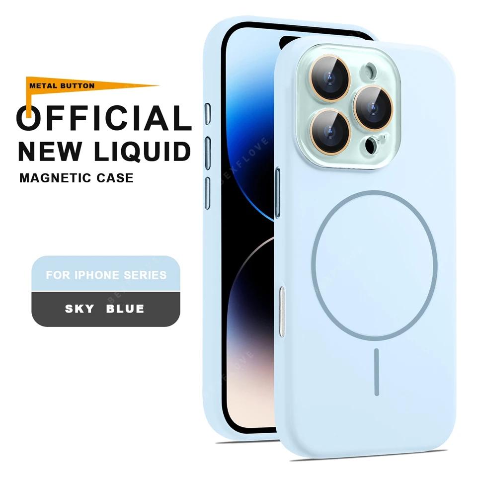 Official Liquid Silicone Magnetic Phone Case For iPhone 16 15 14 13 12 11 Pro Max Plus SE For Magsafe Charge Protector Cover