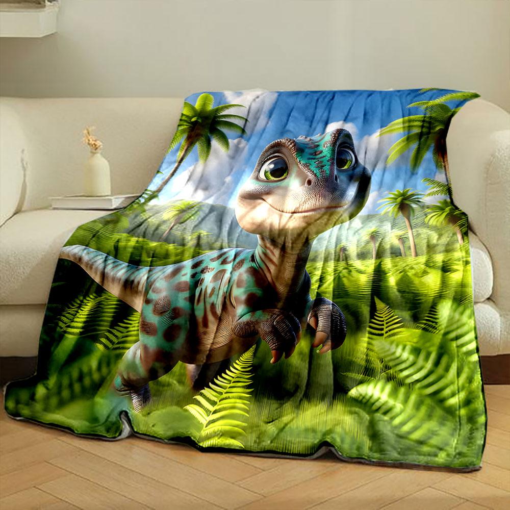 Cute Dinosaur in Tropical Paradise print blanket soft and cozy perfect for the living room bed sofa or a nap,gift