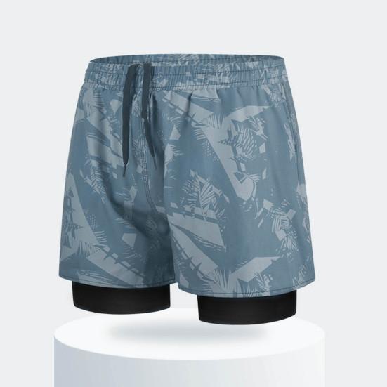 Yousheng Men Swim Shorts Slim Fit Double Layers Quick Dry Conservative Breathable Swimming Elastic Waist Printed Swimming Trunks Water Sports Clothes