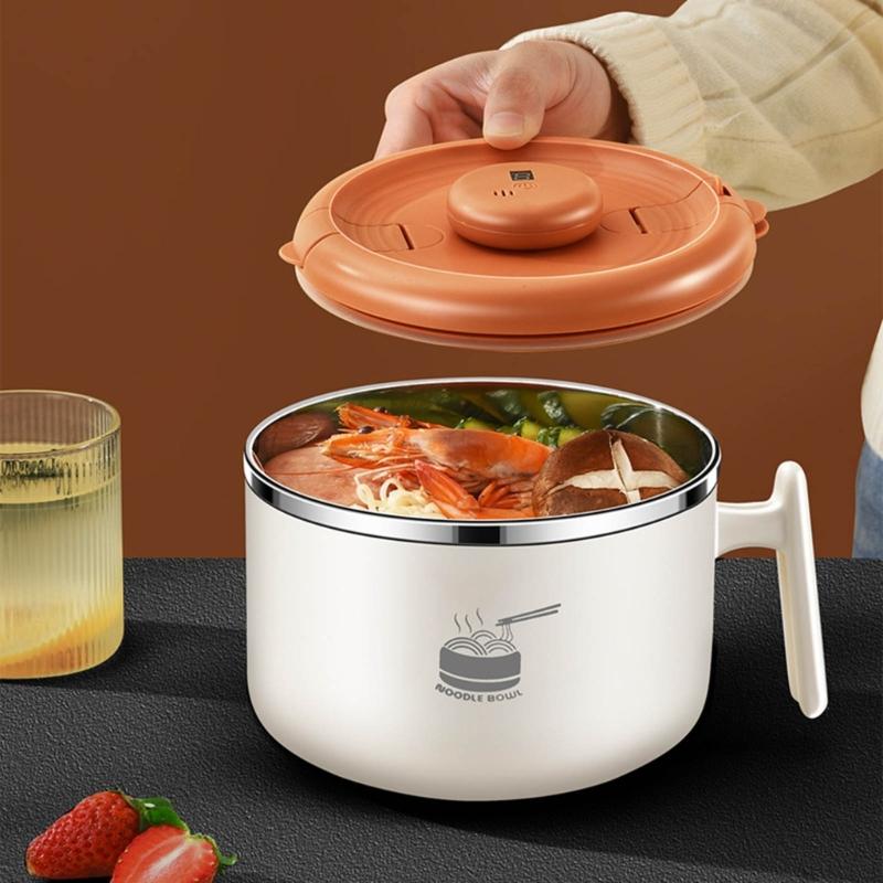 Durable 304 Stainless Steel Bowl with Timers Function Food Container Ramen Bowl Noodles Bowls Perfect for Kitchen Dorms