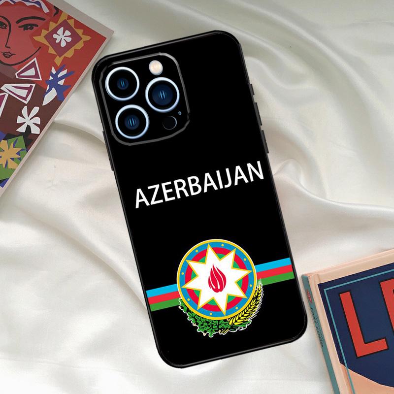 Azerbaijan Flag Coat of Arms Phone Case For iPhone 16 15 14 12 11 13 17 Pro Max 15 16 Plus 13 Mini 16e 17 Air Funda Cover