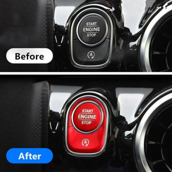 3Piece Red Aluminum Alloy Driver Start Button Sticker For Benz A CLA Class 20-24