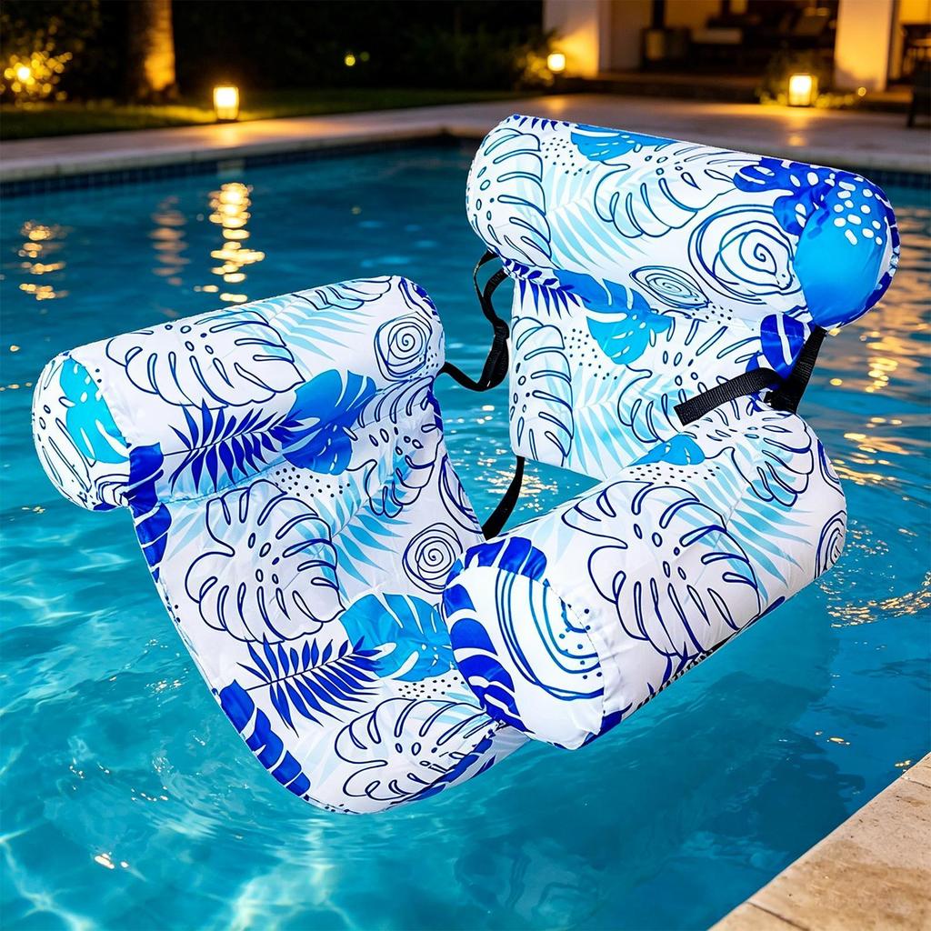 New Inflatable Water Hammock with Armrests PVC Floating Lounger Sofa for Adults Summer Print Pool Float Inflatable Lounger