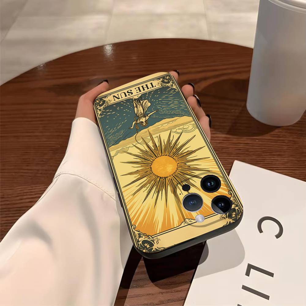 Tarot Phone Case For iPhone 17,16,15,14,13,12,11,Pro,X,XS,Max,Plus,Soft Black Cover