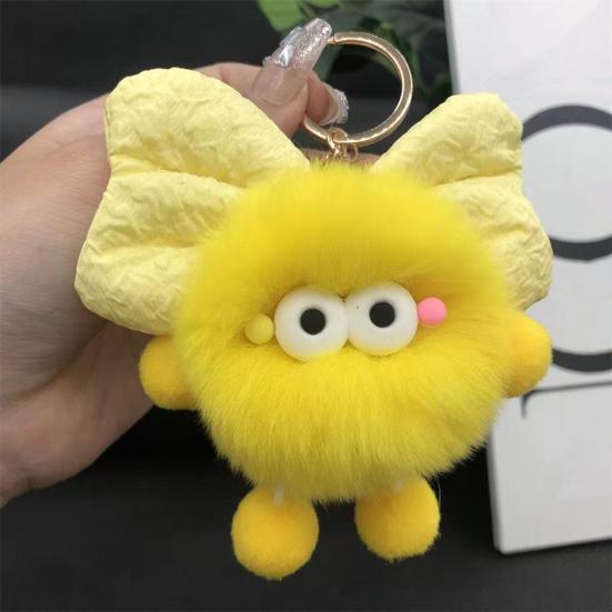 Keychain Plush Fur Bow Soft Imitation Fur Car Keychain Bags Backpacks Handbags Decorative Accessory