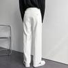 Men White Straight Pants Fashion Korean Loose Trousers Casual Draped Baggy White Wide Pant Streetwear