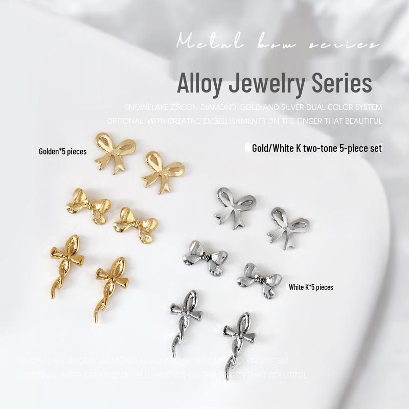

3D Bowknot Nail Art Metal Ribbon Butterfly Decorations, 10 Pieces