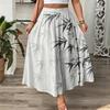 Vintage Floral Maxi Skirt Women High Waist A-Line Boho Resort Flowy Long Skirt