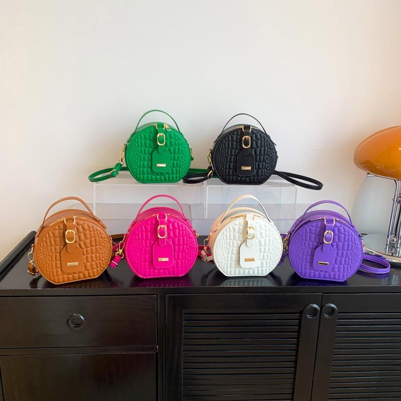 Borsa rotonda da torta da donna senso del design texture effetto coccodrillo borsa a mano alla moda borsa a tracolla a tracolla casual autunno nuovo