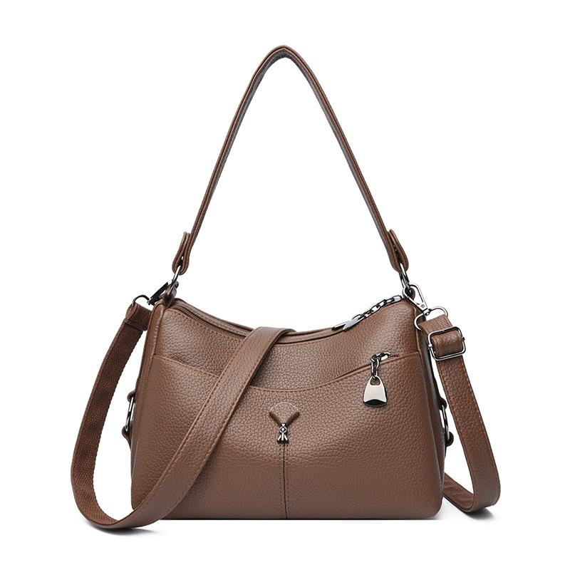 Multi-layer Shoulder Bag Middle-aged Mother Bag PU Messenger Bag