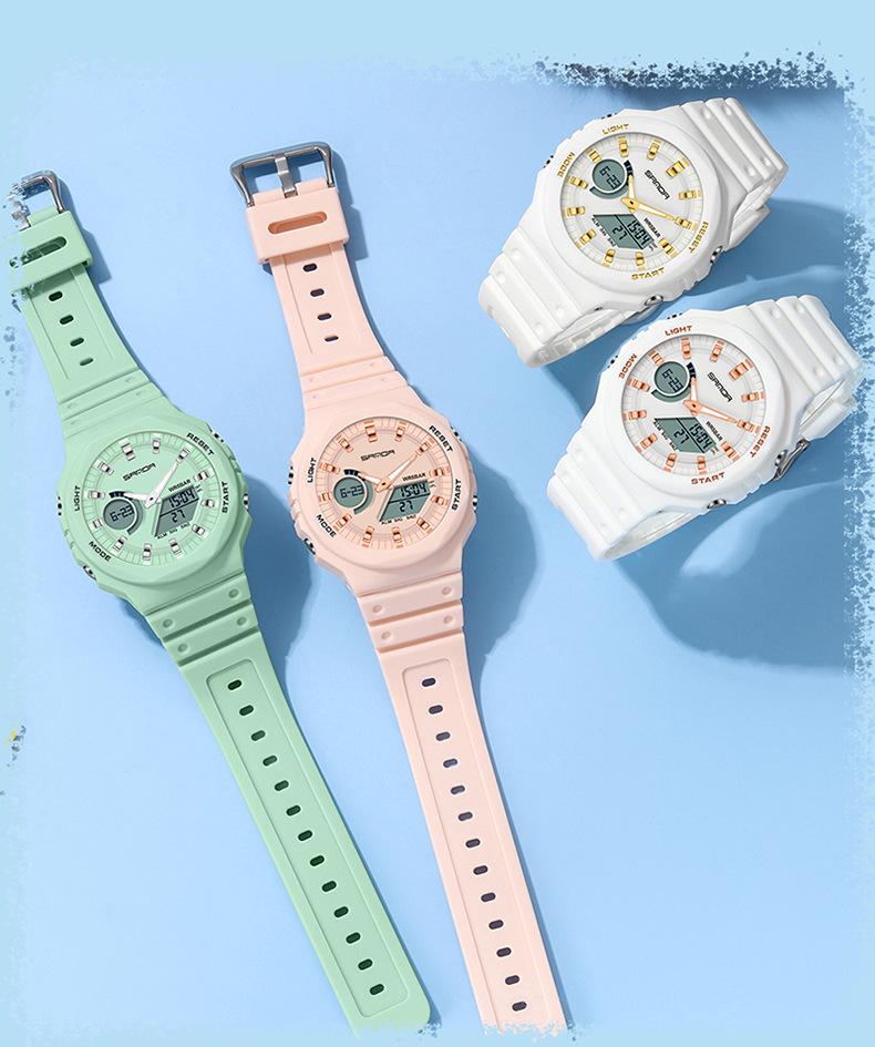 Sanda Dual Display Koreanischer Stil Wasserdicht Multifunktionale Studentenuhr
