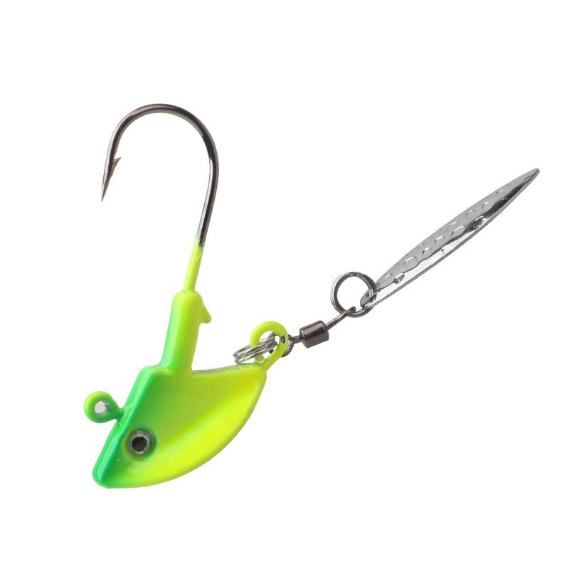 Anti-Hang Rotating Sequin Jig Head Hook with Soft Bait for Bass and Mandarin Fish
