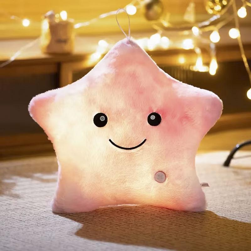 23Cm Creative Twinkle Star Shaped Plush Pillow Led Night Light Glowing Cushions Plush Stuffed Toys Gifts For Kids Decoration