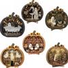 2D Flat Desktop Decoration Wooden Halloween Decorative Plate Funny Pumpkin Ornament  Home