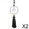 Rear View Mirror Hanging Lotus Glass Pendant Tassel Car Interior Accessories for Elegant Decor and Gift Ideas