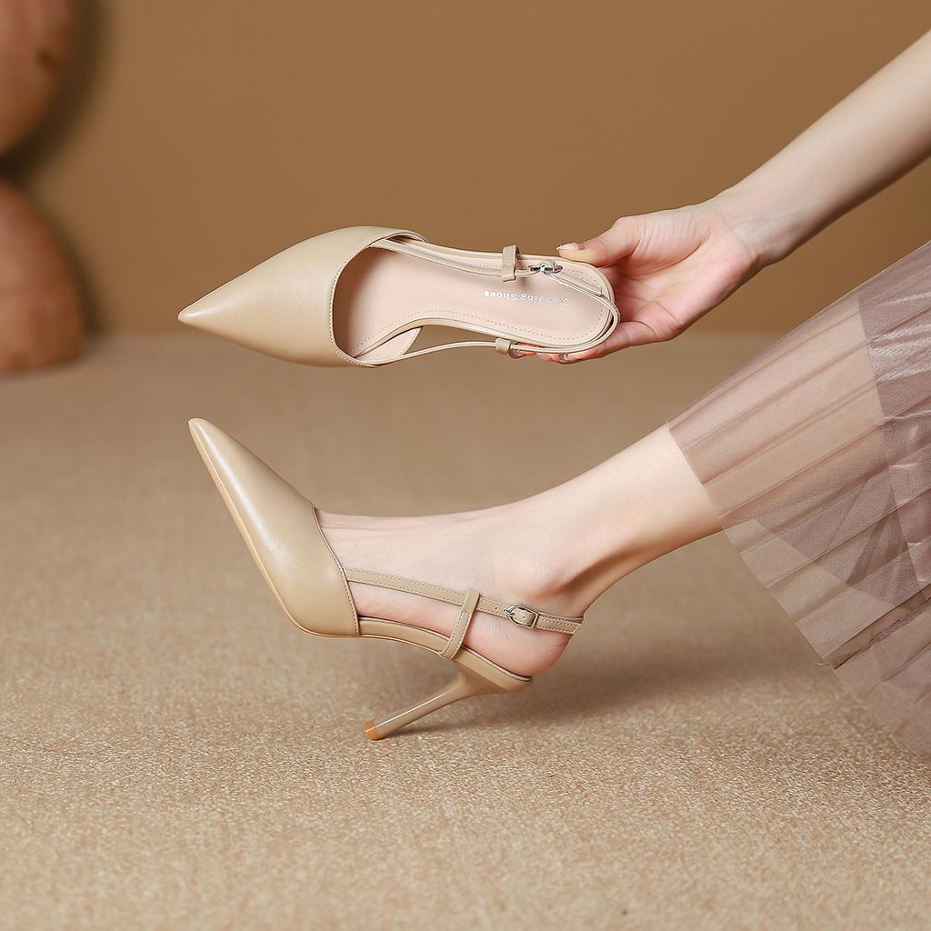 2199-7 European and American Fashion Women Pointed High-heeled Sandals Spring and Summer New Bag Head Empty Stiletto Sandals Women's Shoes