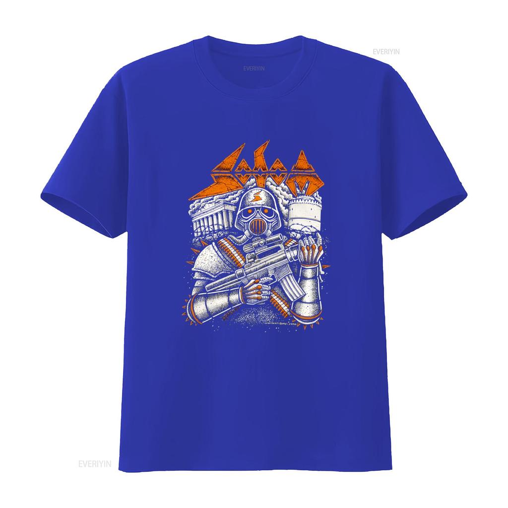 Sodom Greek Tour 2022 Cotton Black Mens T Shirt Print Armor Soldier Design Size S 5XL PM1658 Long or s vintage Washed fashion