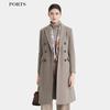PORTS Women's Elegant Double-Breasted Belted Wool Blend Coat