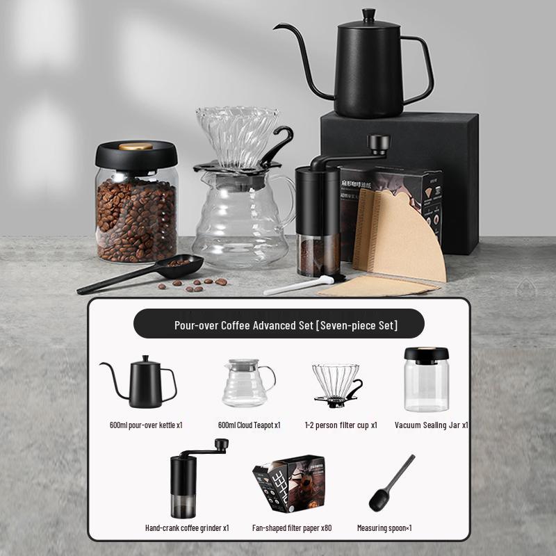 Manual Pour Over Coffee Maker Set with Hand Grinder and Filter Cup