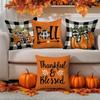 1 \ 4Pcs Autumn Thanksgiving Pillow Cover With Bow Truck Pattern Backrest Cover, Suitable For Room Living Room (No Pillow Core)
