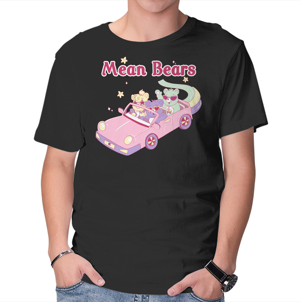 Unisex Crew Neck T-Shirt Mean Bears Graphic Short Sleeve Casual Tee XS
