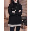 Plus Size Velvet High Neck Layered Top - Women's Autumn/Winter Slimming Cover-Up