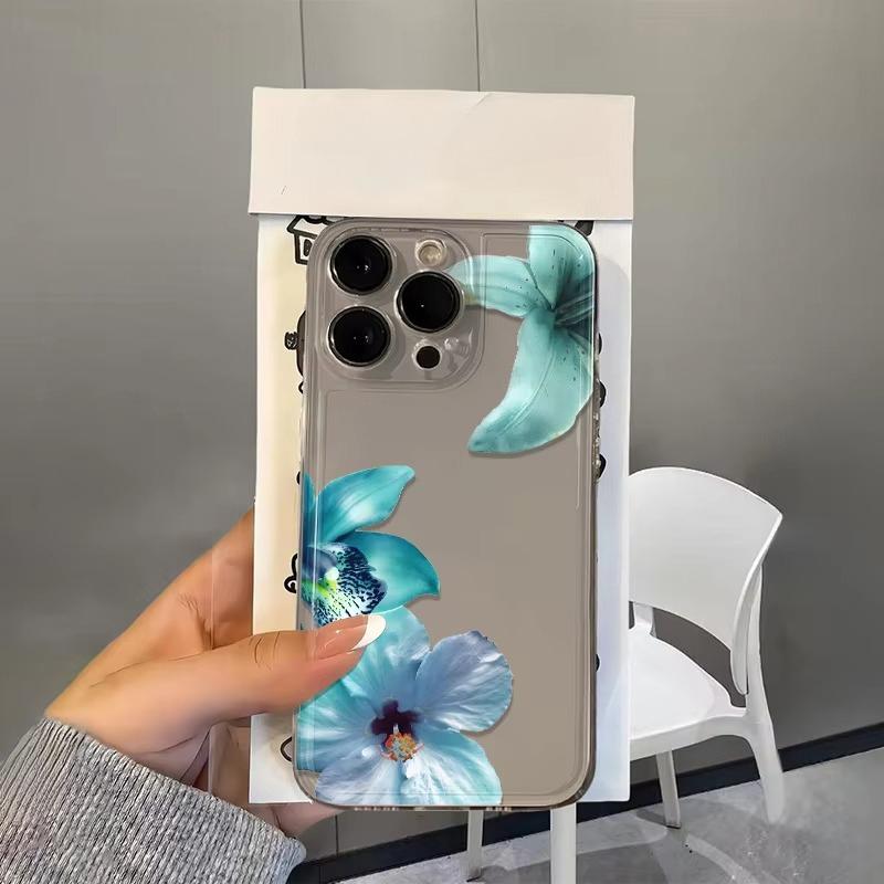 Pink flowers Pattern Clear Phone Case for iPhone 17 Pro Max 16 15 Pro 14 13 12 11 XR 17Air 16 Plus Silicone Cover