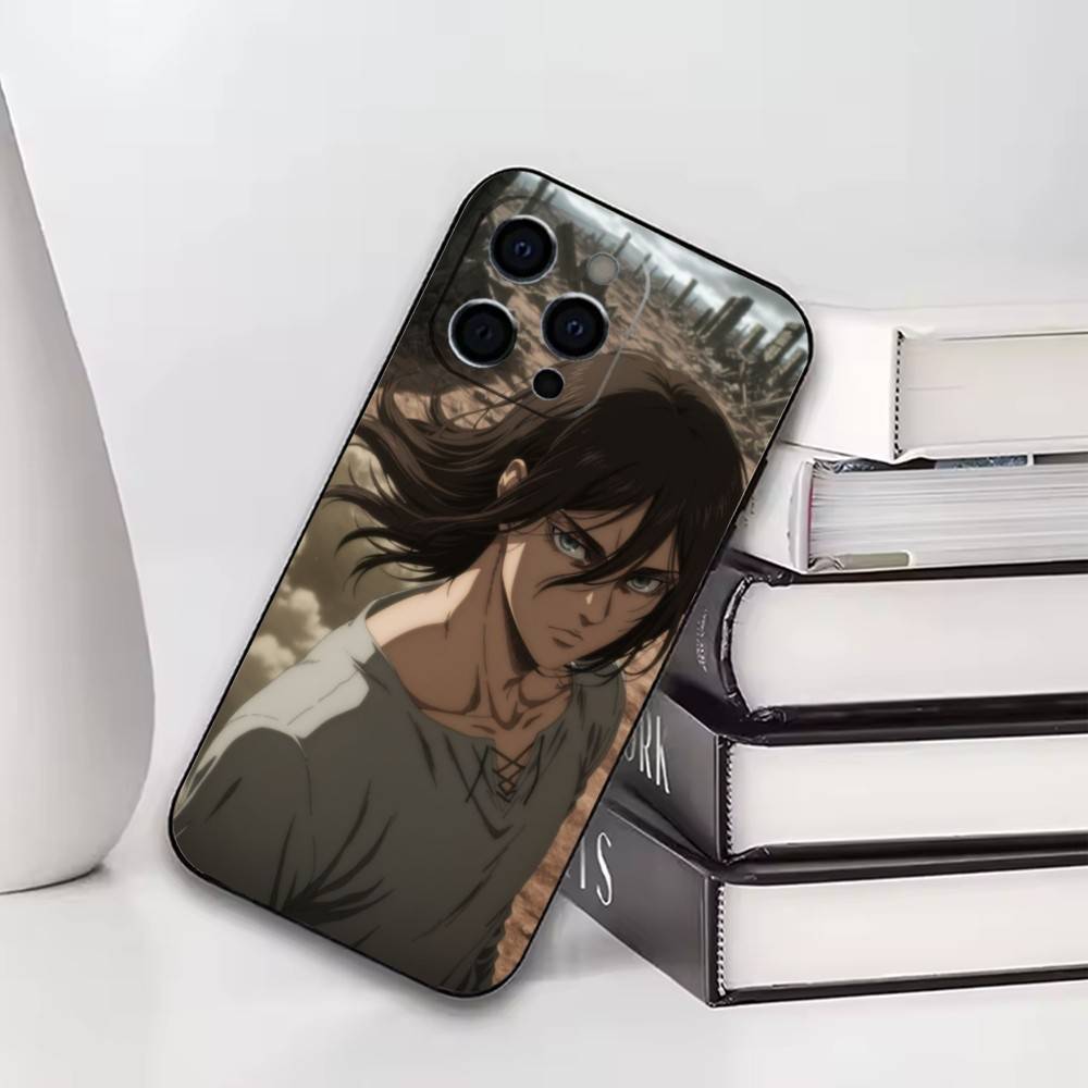 

Attack on Titan Eren Yeager Phone Case For iPhone17,16,15,14,13,12,11 Plus,Pro Soft Silicone Black Case iPhone15pro