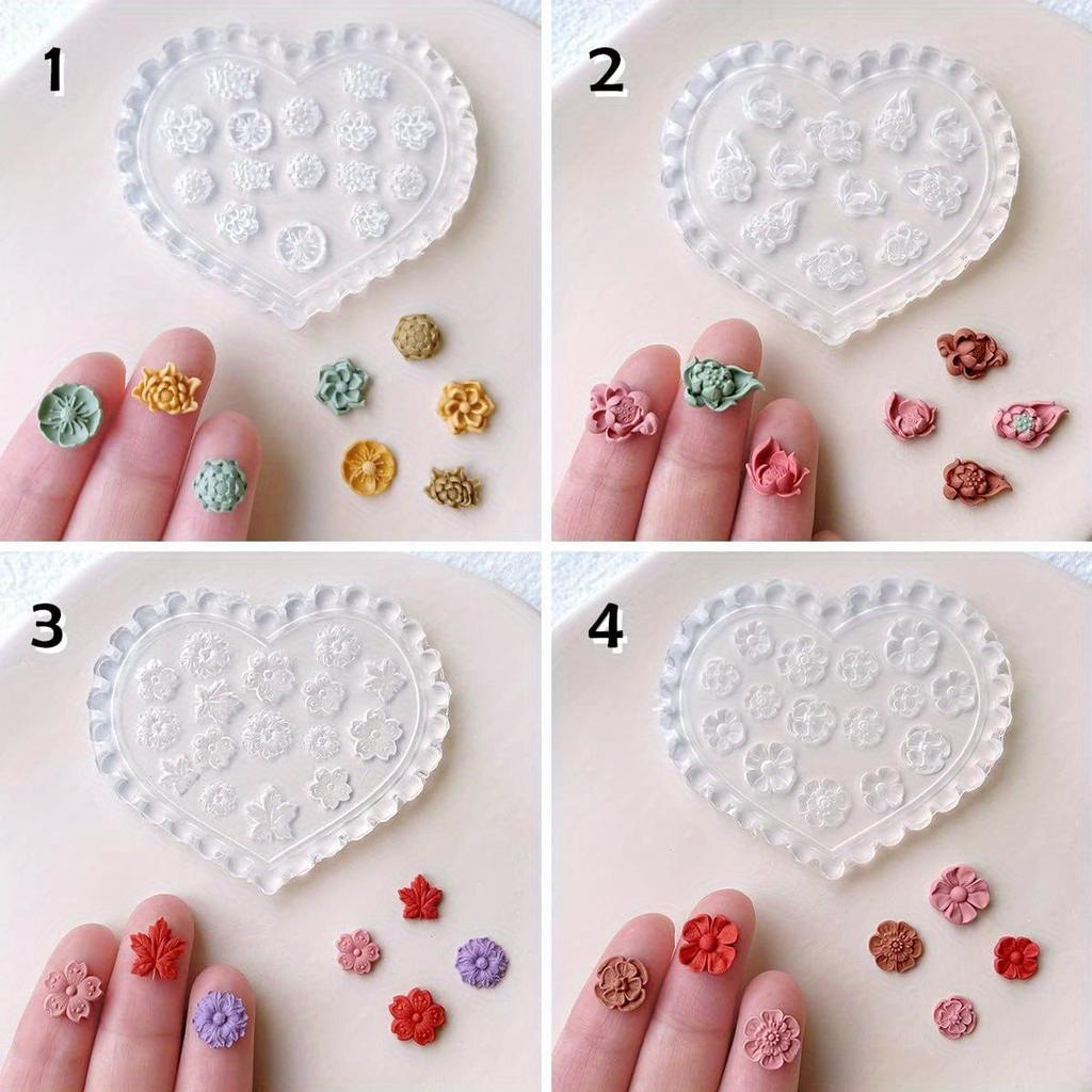 12 Pcs Polymer Clay Molds Mini Floral Clay Molds for Jewelry Making, Earring Decoration
