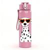 1PC Dog Wearing Sunglasses Cartoon Print 750ml Color Plastic Sports Water Bottle Leakproof Flip Straw Lid Suitable for Sports Office Home Use