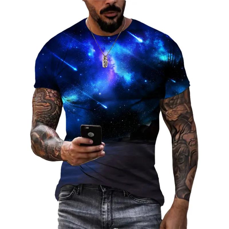 Fashion Unisex Starry Sky Graphic T Shirts Summer Casual Men 3D Printed Streetwear Hip Hop Personality Short Sleeve Tees Tops