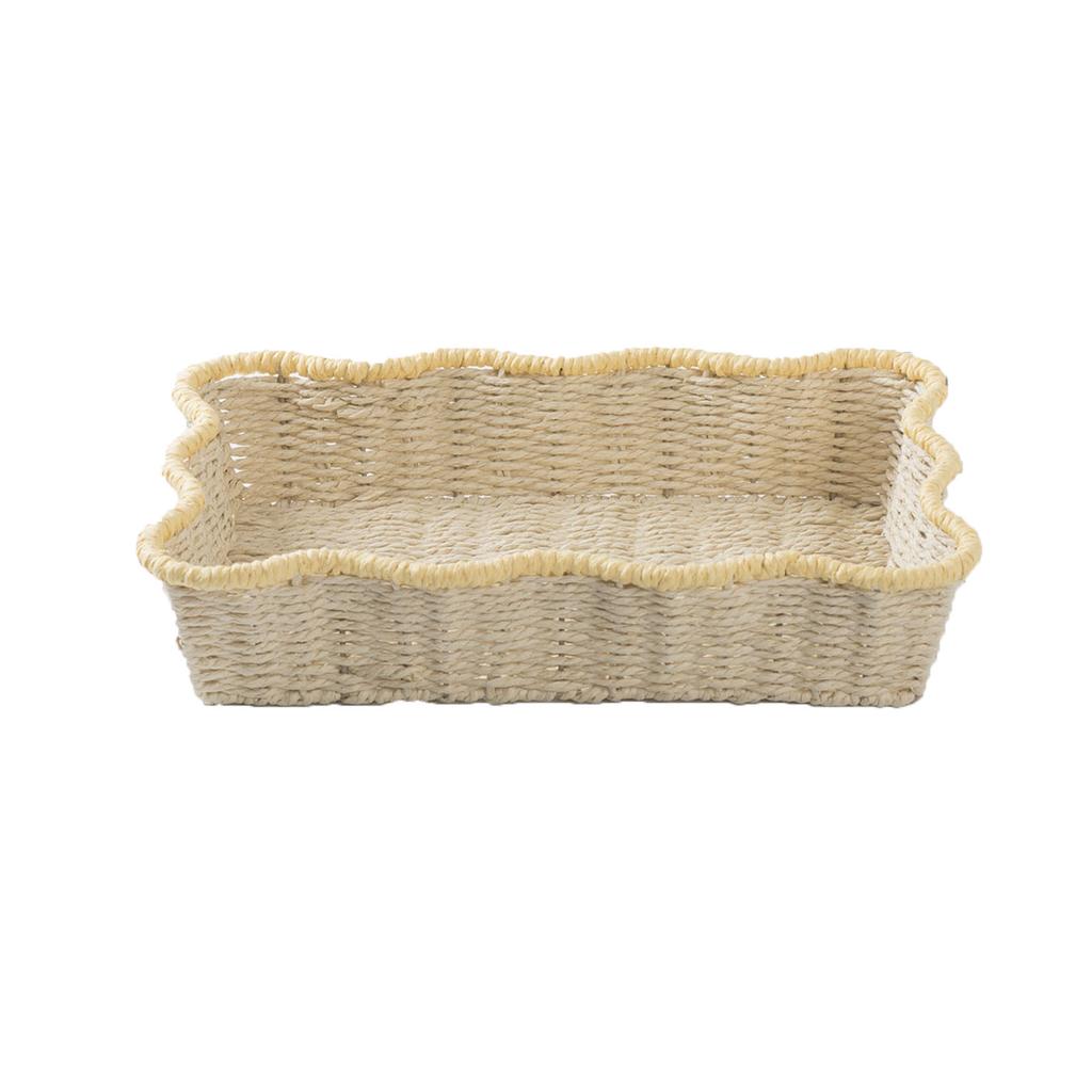 Handmade Woven Paper Rope Storage Basket, Imitation Rattan Household Storage Basket