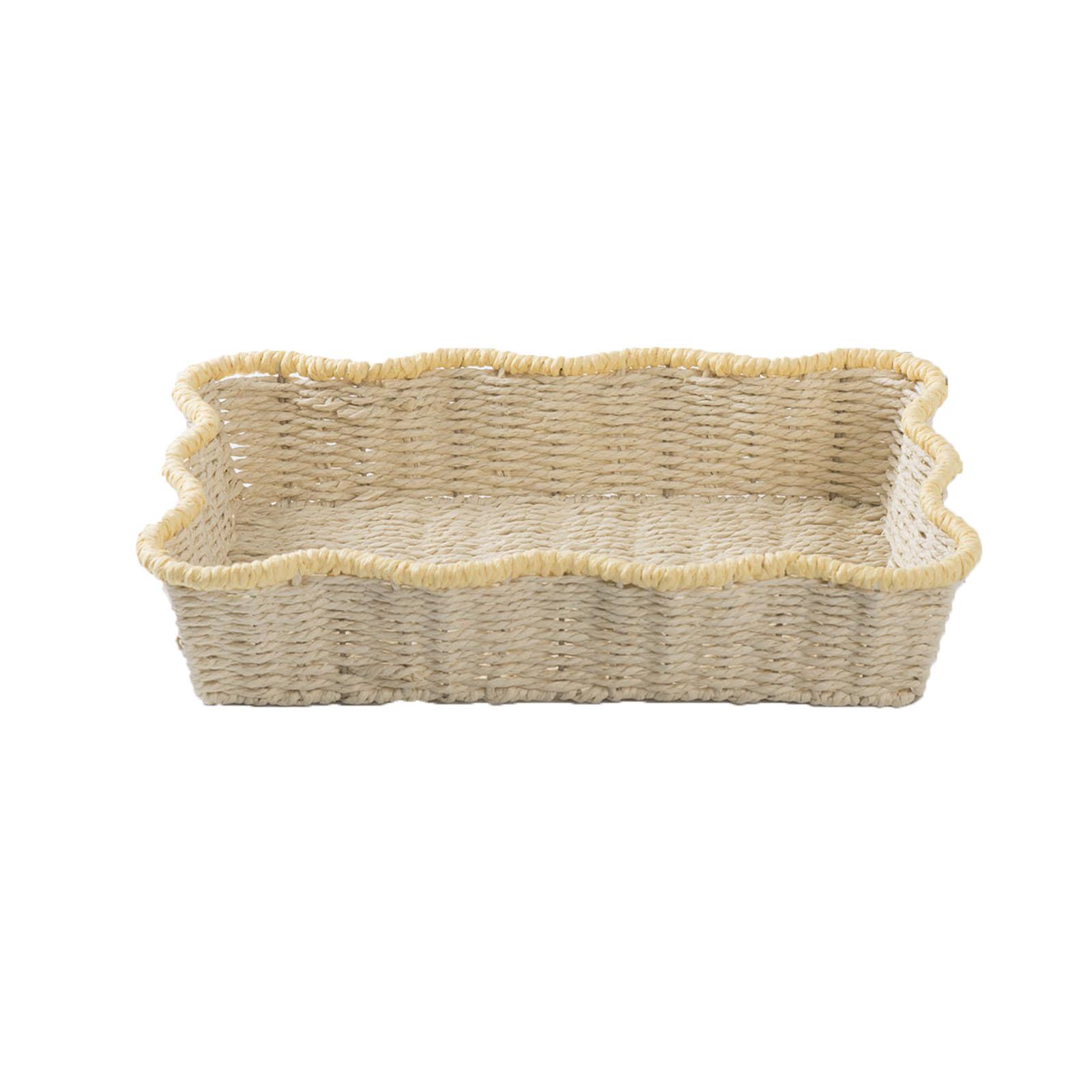 

Handmade Woven Paper Rope Storage Basket, Imitation Rattan Household Storage Basket One Size жовтий