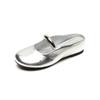 Round head with single shoes Gentle silver inner height increase Baotou half slippers Female summer