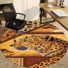 1pcLeopard Safari Office Round Area Rug, Indoor Mat Suitable ForOffice, Under Office Chairs Bedroom Living Room Home Decor, Room Deco 033