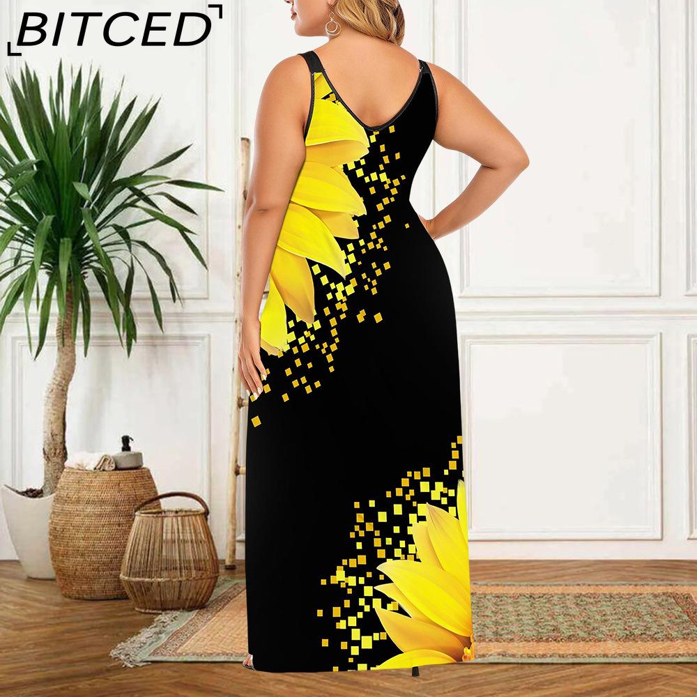 BITCED Women's Fashion Summer Spring Sleeveless U-Neck Casual Dresses