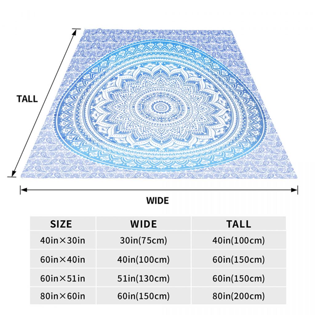 Blue Blanket Bohemian Style Ring 3D Print Comfortable Flannel Blanket for Home Living Room Bedroom Decor Birthday Gift for Adult