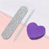 8/12 Pcs Glitter Nail Care Kit - Heart-Shaped Buffer, Crystal Rod, And Double-Sided File For Nail Art And Pedicures