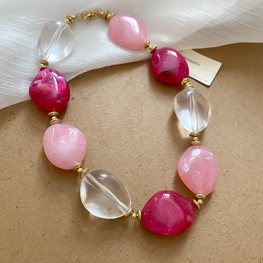 Elegant Summer Acrylic Beaded Necklace: Fashionable Round Clavicle Chain Jewelry