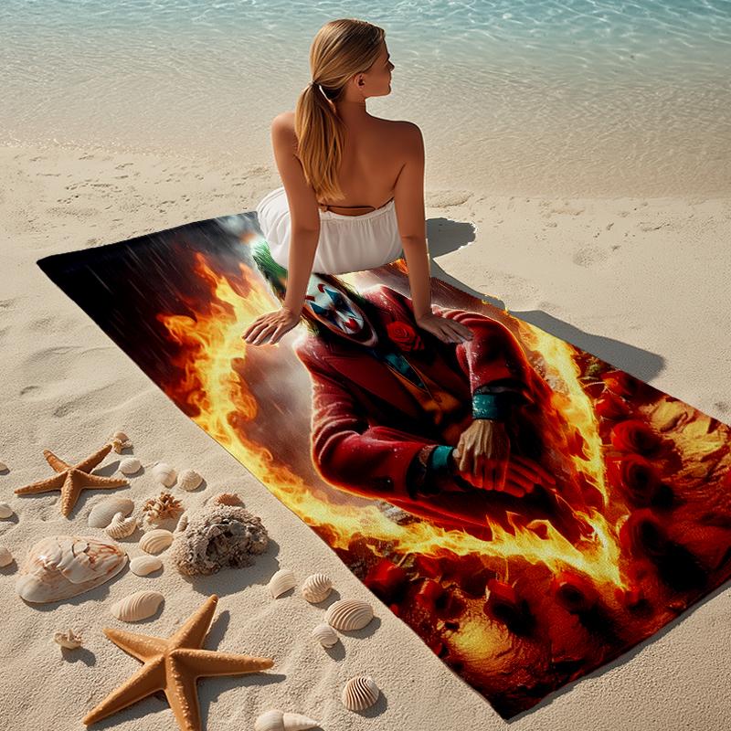 proof beach towel with a Joker pattern - soft,absorbent,quick-drying,machine washable - perfect for swimming,camping,bathing