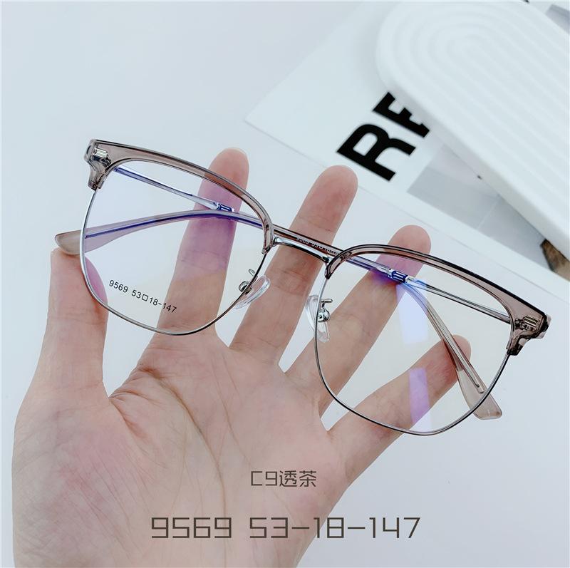 Finished Ladies Myopia Glasses Retro Anti Blue Light Blocking Near Sight Eyeglasses Metal Half Frame Square Short-sight Eyewear
