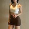 Yoga-Sportshorts mit hoher Taille, einfarbig, schlankmachende Laufshorts, einfarbig, gerüschte Shorts mit angehobener Hüfte