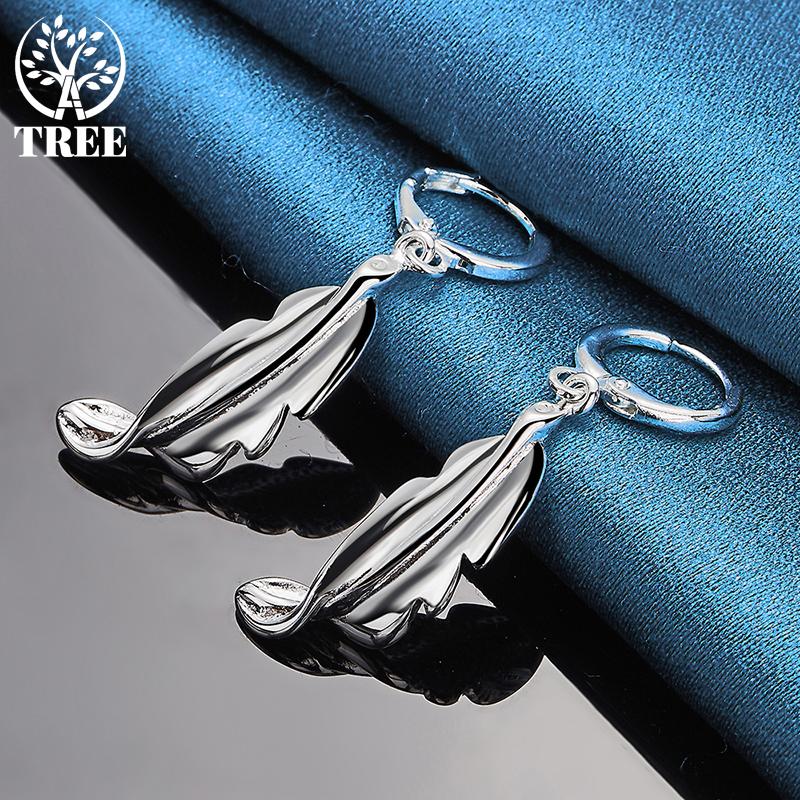 925 Sterling sølv Twisted Leaves Drop øredobber smykker