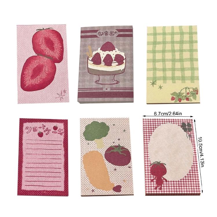 Fruits Pattern Design Stick Note Selves Stick Write Pad Great for School Office Journaling Multipurpose Paper Notepads