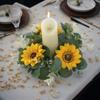 Artificial Sunflower Wreath Candle Ring With Eucalyptus For Wedding Table Centerpieces