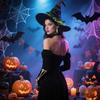 Folds Halloween Witch Hat Satins Wizard Cap Creative Mesh Bow Witch Hat  Performance Props