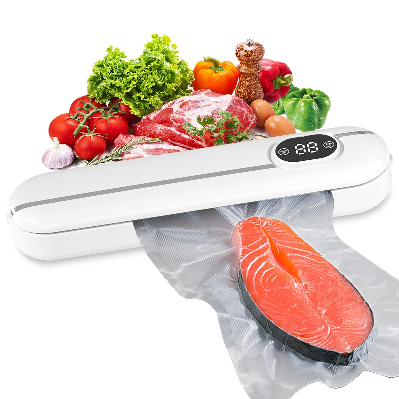 

Andchi вакуумная упаковка пищевых продуктов вакуумная упаковка запечатывание упаковка пищевых продуктов влажный и сухой вакуумный упаковщик для дома и бизнеса низкая японская инструкция белый