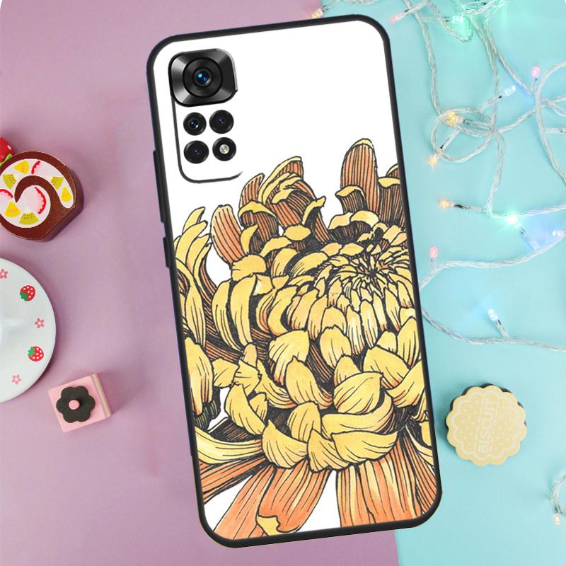 Chrysanthemum Case For Xiaomi Redmi Note 14 13 9 10 11 12 Pro 9S 10S 11S 12S Redmi 13C 10C 12C 14C Cover