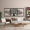 Metal Wall Decoration - AIMOONSA - Tree of Life - Set of 3 - Matte Black - Pieces 48x60 Cm